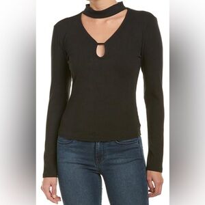 NWT-JACK by BB Dakota Black Keyhole/ Choker Long Sleeve Shirt Size Small
